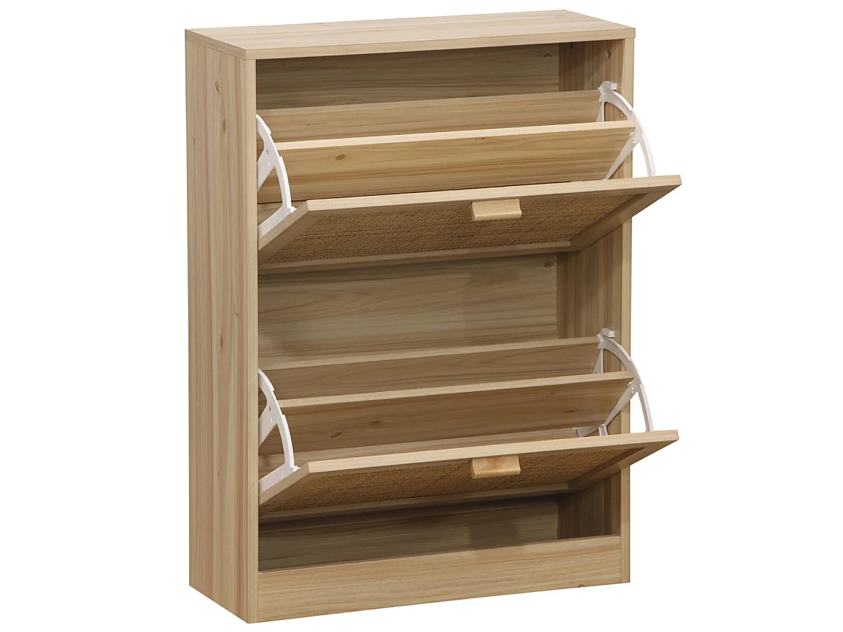 Etagère à chaussures en décor pin coloris naturel avec 2 portes