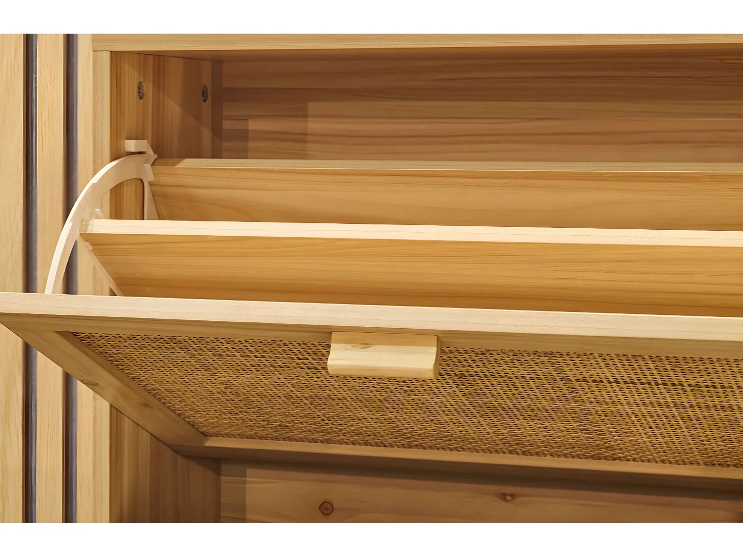 Etagère à chaussures en décor pin coloris naturel avec 2 portes