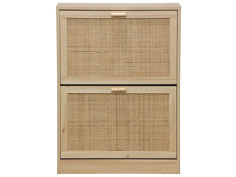 Etagère à chaussures en décor pin coloris naturel avec 2 portes