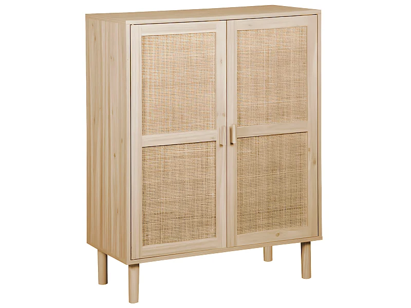 Armoire basse, placard en décor pin coloris naturel  - L. 80 x P. 40  x H. 110 cm
