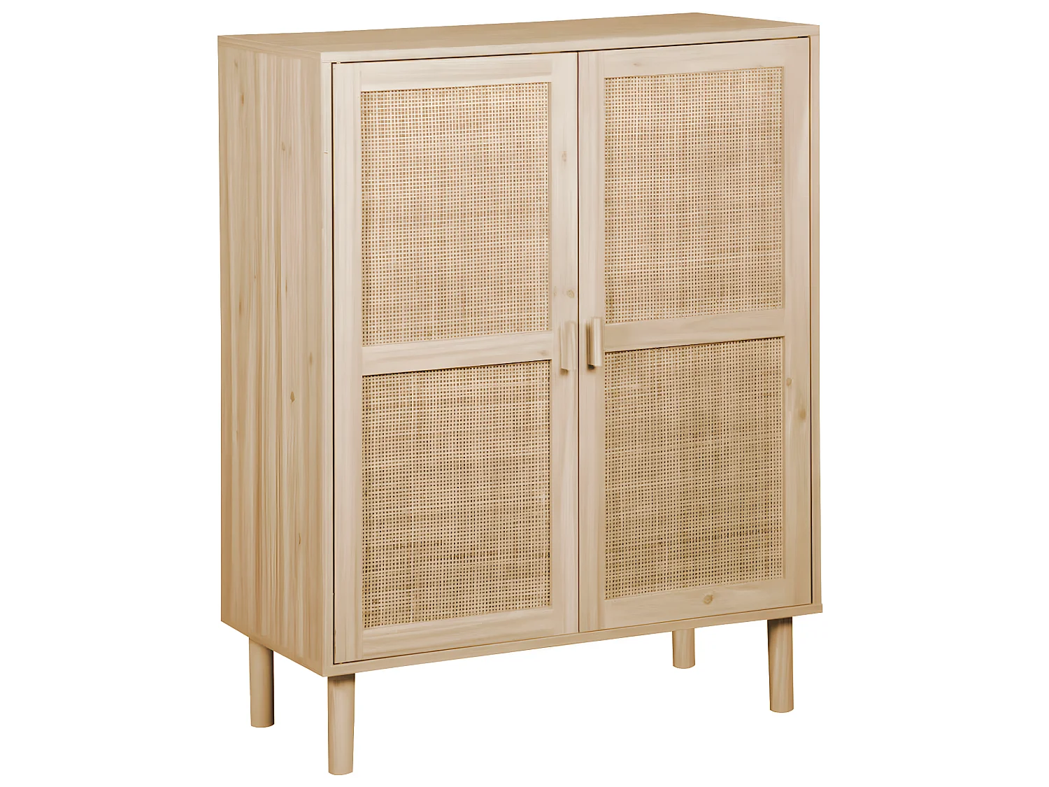Armoire basse, placard en décor pin coloris naturel  - L. 80 x P. 40  x H. 110 cm