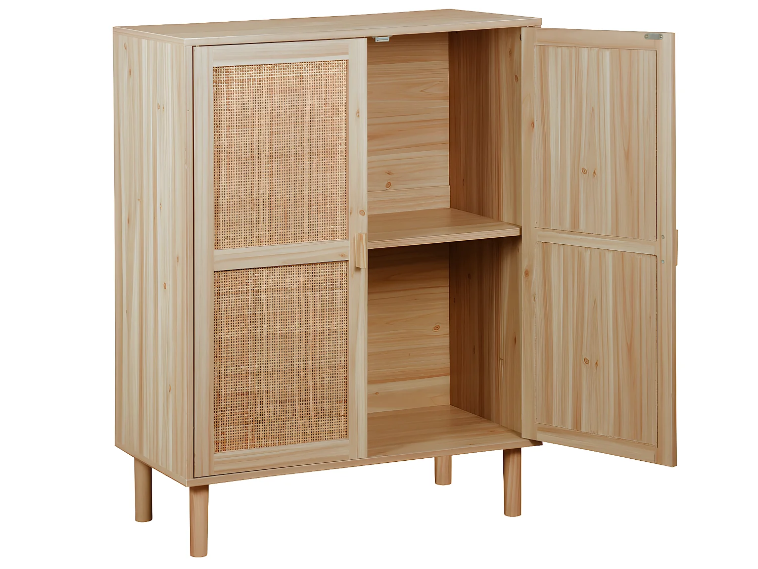 Armoire basse, placard en décor pin coloris naturel  - L. 80 x P. 40  x H. 110 cm