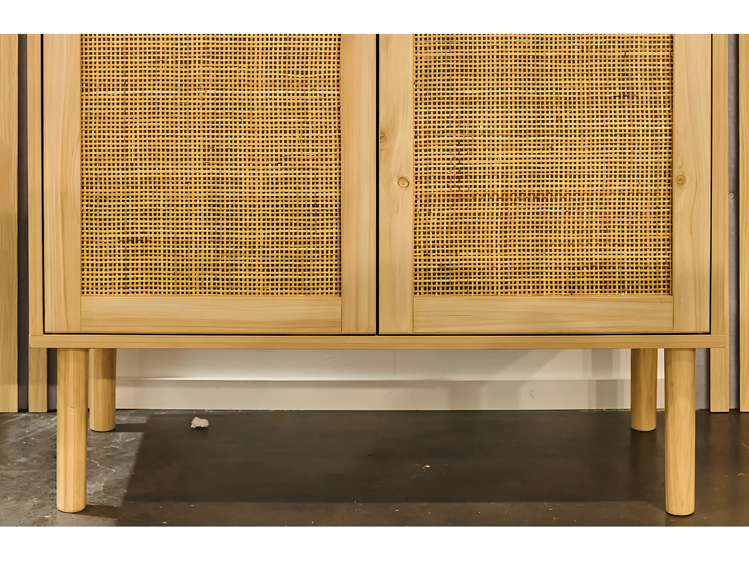 Armoire basse, placard en décor pin coloris naturel  - L. 80 x P. 40  x H. 110 cm