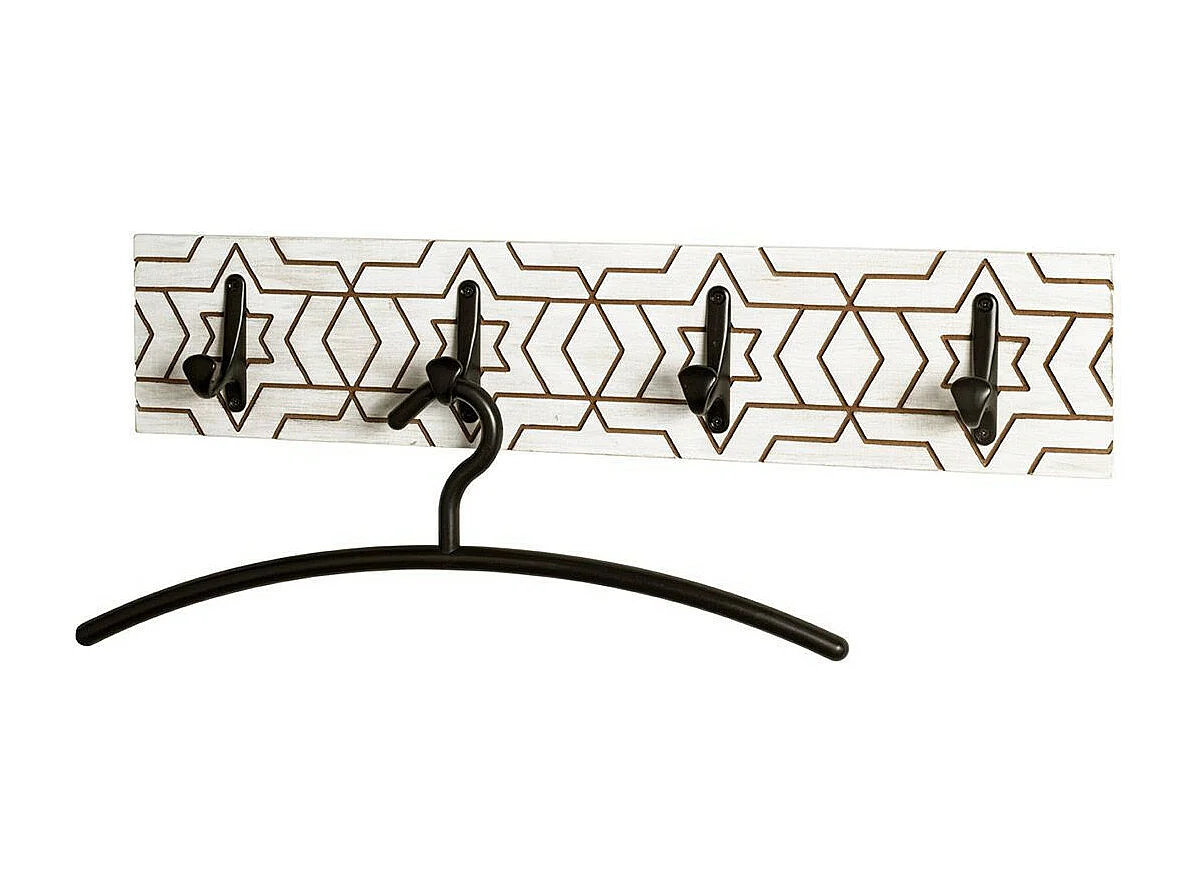 Patère Murale Design "Fraisé" 60cm Blanc & Noir