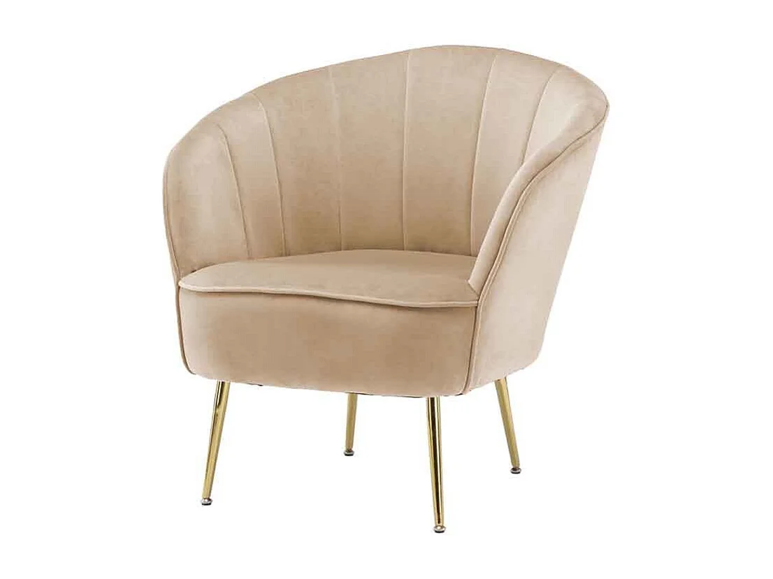 Fauteuil Design en Velours "Poola" 78cm Crème