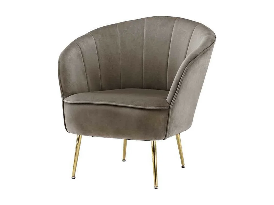 Fauteuil Design en Velours "Poola" 78cm Taupe