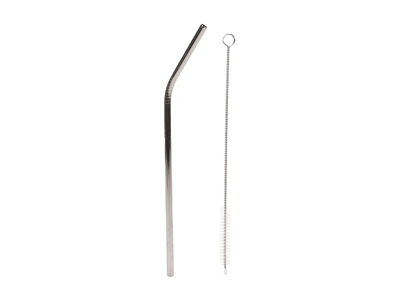 Lot de 4 Pailles & Goupillon "Cocktail" 21cm Argent