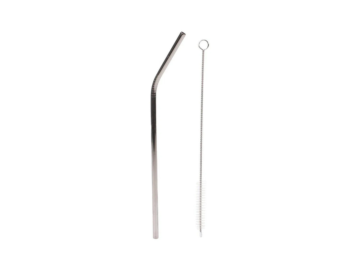 Lot de 4 Pailles & Goupillon "Cocktail" 21cm Argent