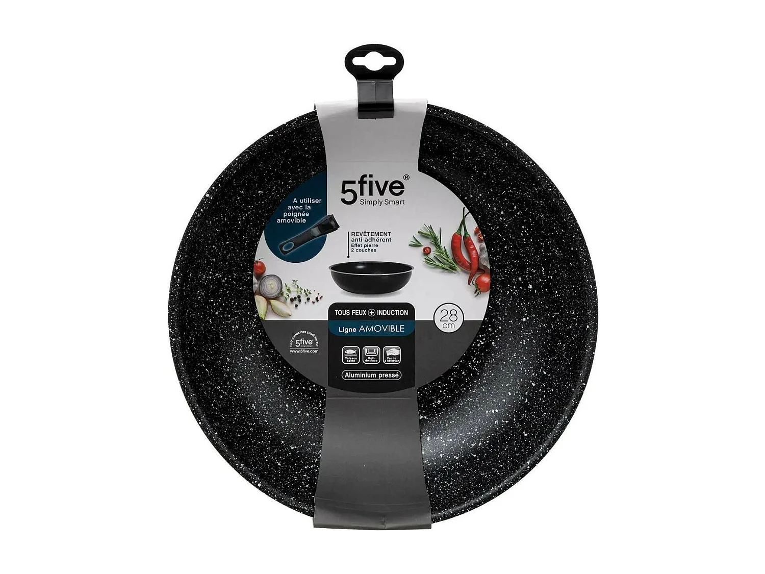 Wok en Aluminium "Amovible" 28cm Noir