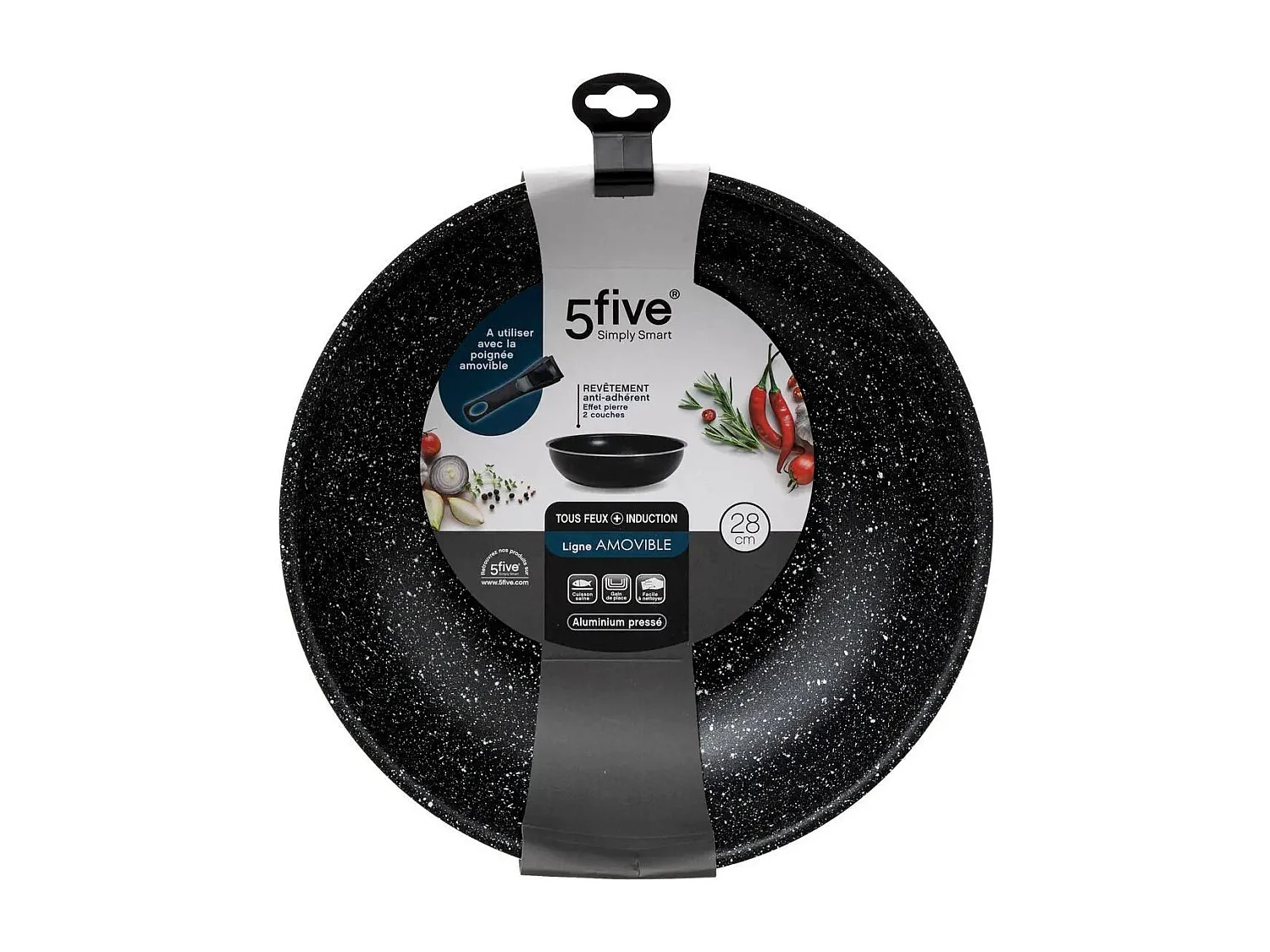 Wok en Aluminium "Amovible" 28cm Noir