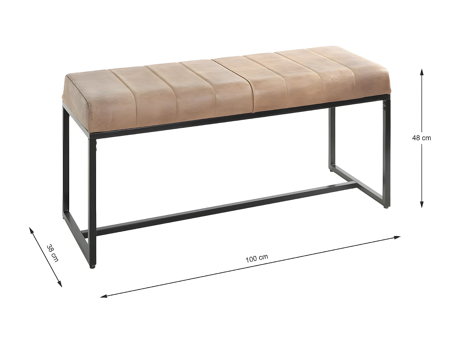 Banc en Cuir Design "Rida" 100cm Marron & Noir