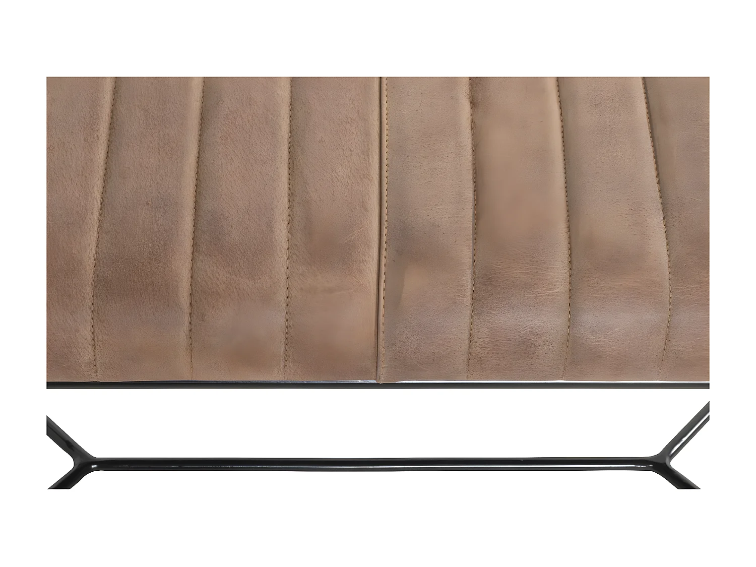 Banc en Cuir Design "Linor" 100cm Marron & Noir