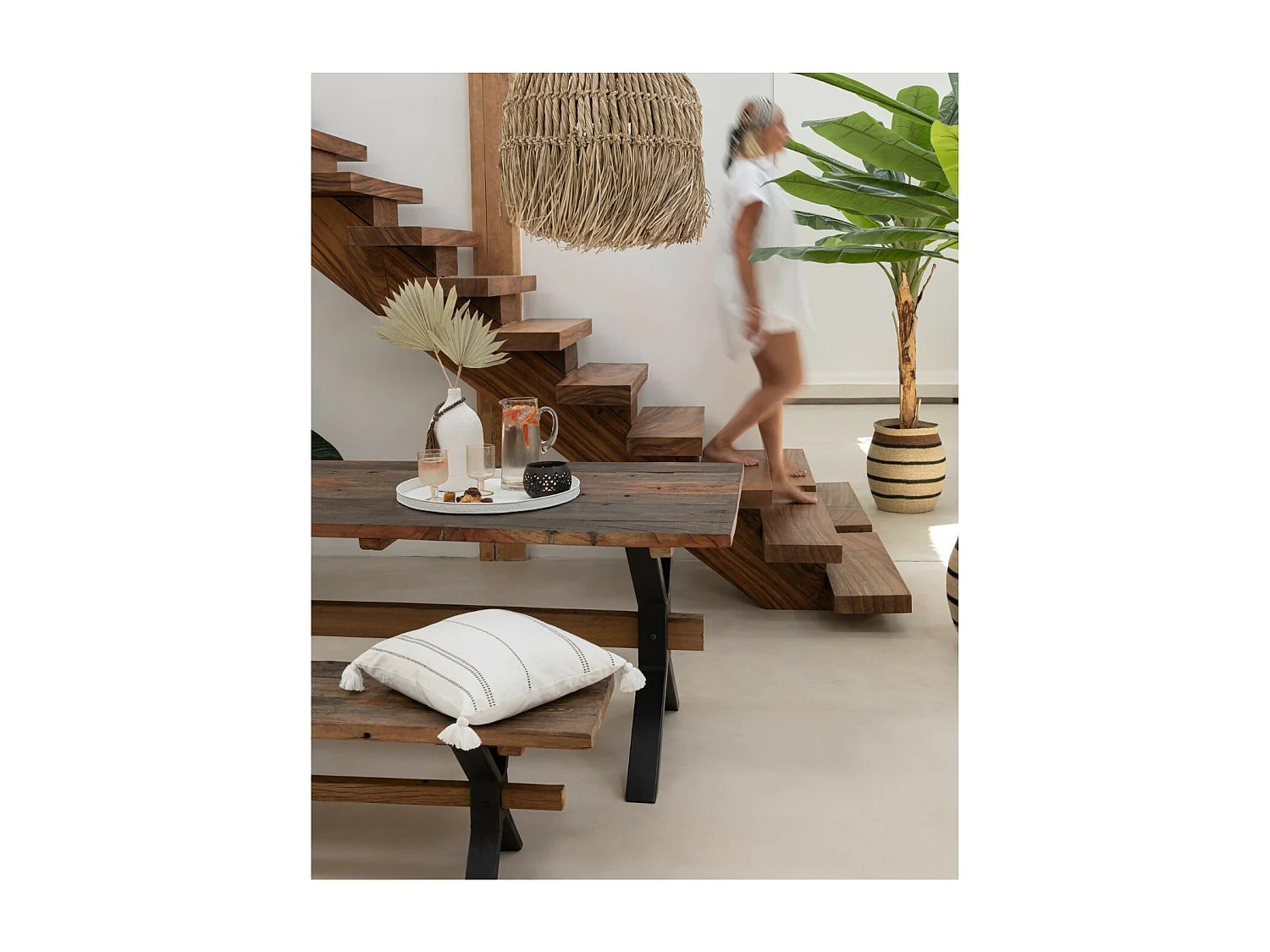 Banc en Bois Vieilli "Fannie" 180cm Marron