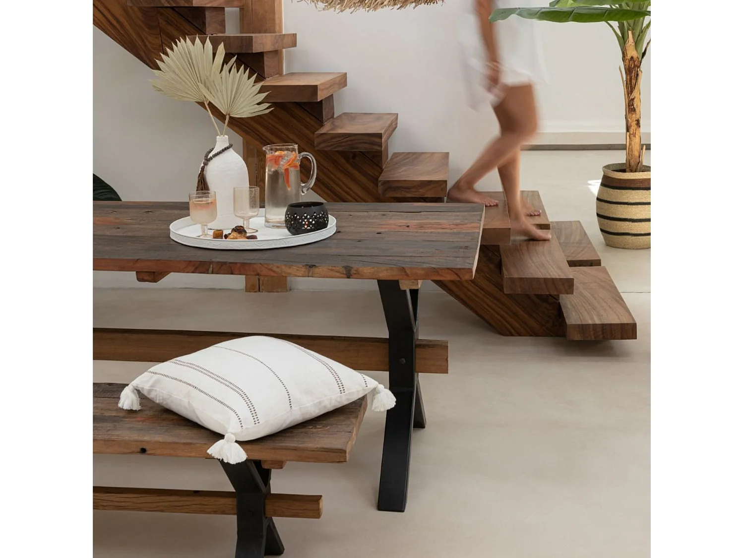 Banc en Bois Vieilli "Fannie" 180cm Marron