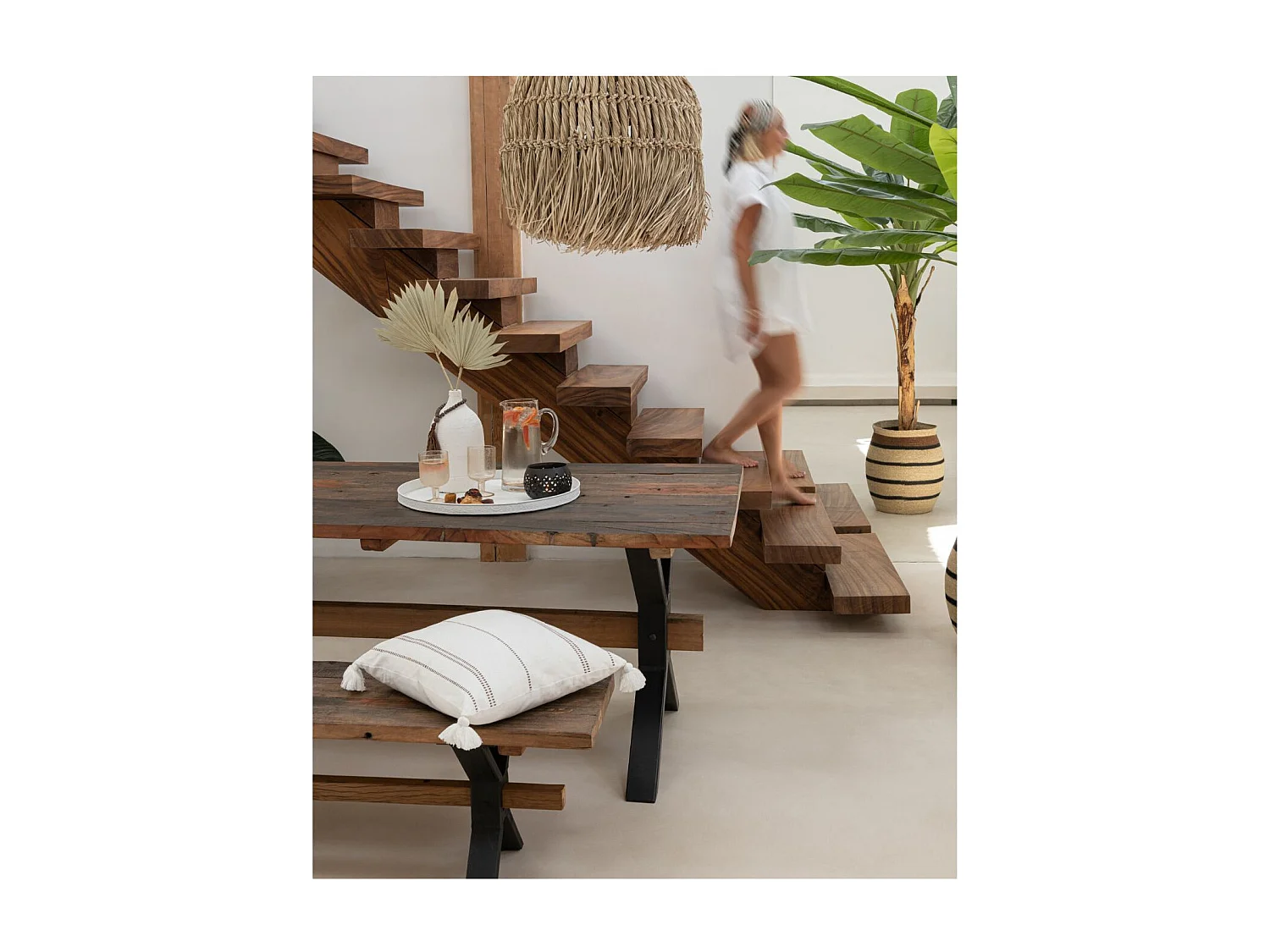 Banc en Bois Vieilli "Fannie" 180cm Marron