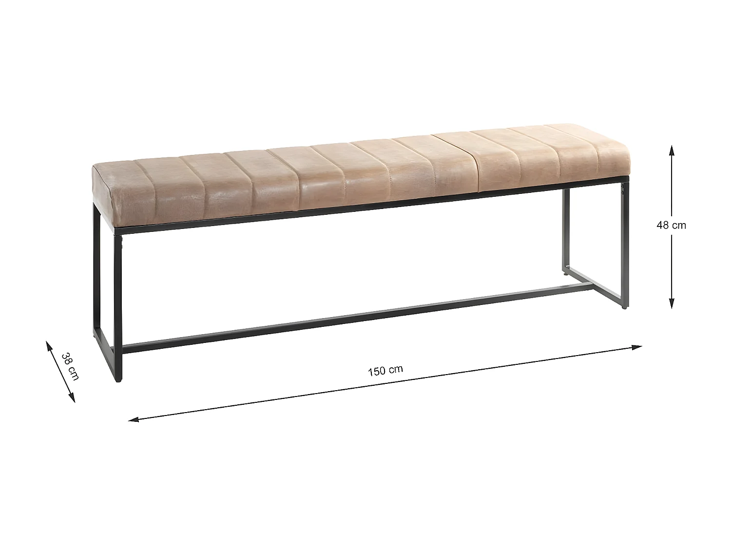 Banc en Cuir Design "Rida" 150cm Marron & Noir