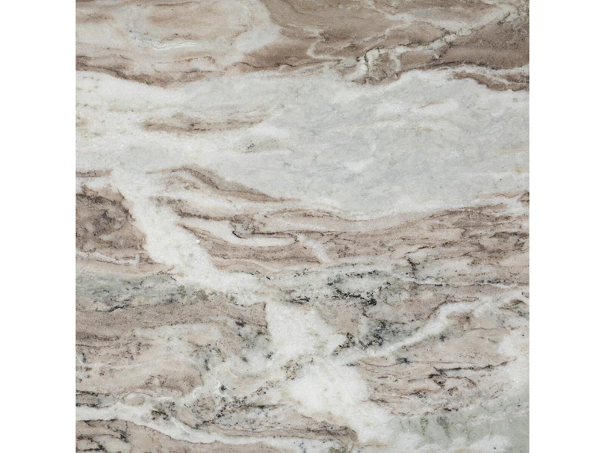 Table Basse en Marbre & Bois "Coppa" 91cm Beige