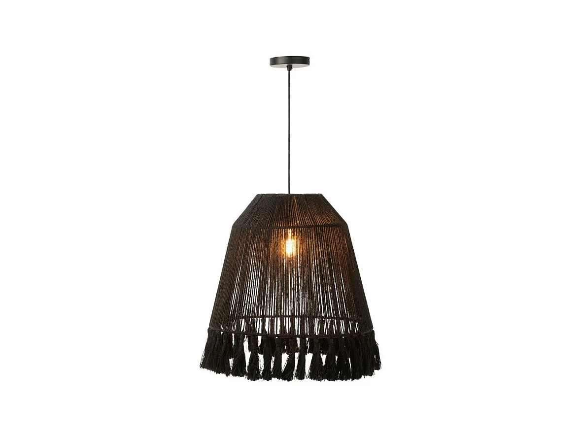 Lampe Suspension en Jute "Celia" 53cm Noir