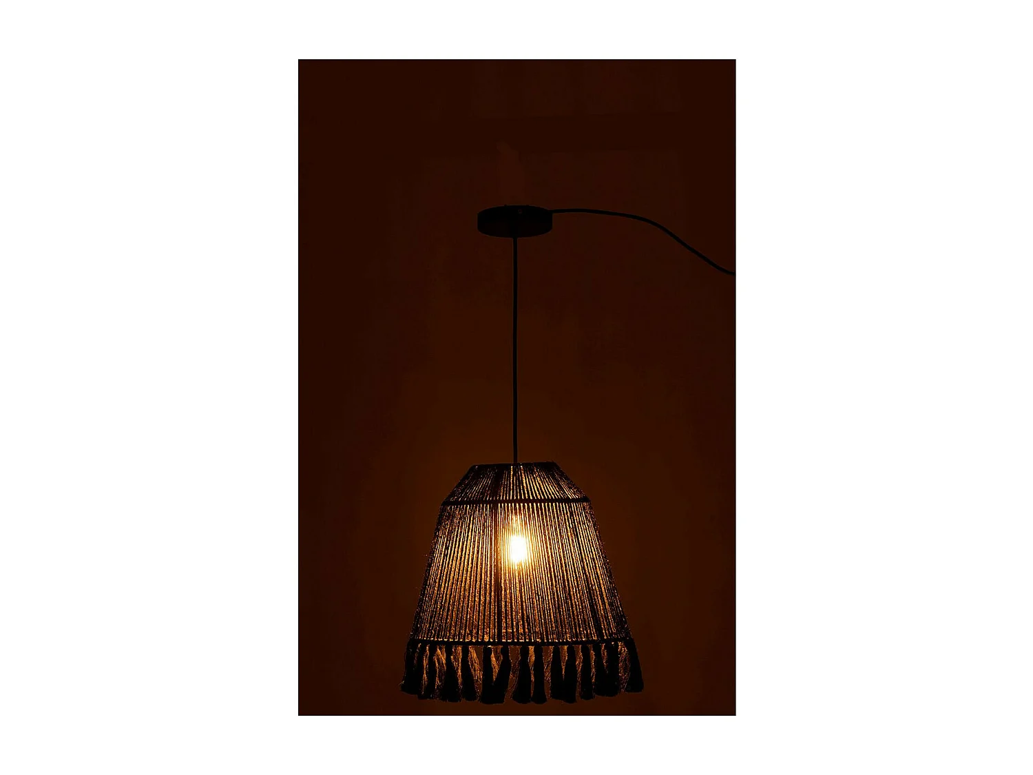 Lampe Suspension en Jute "Celia" 33cm Noir