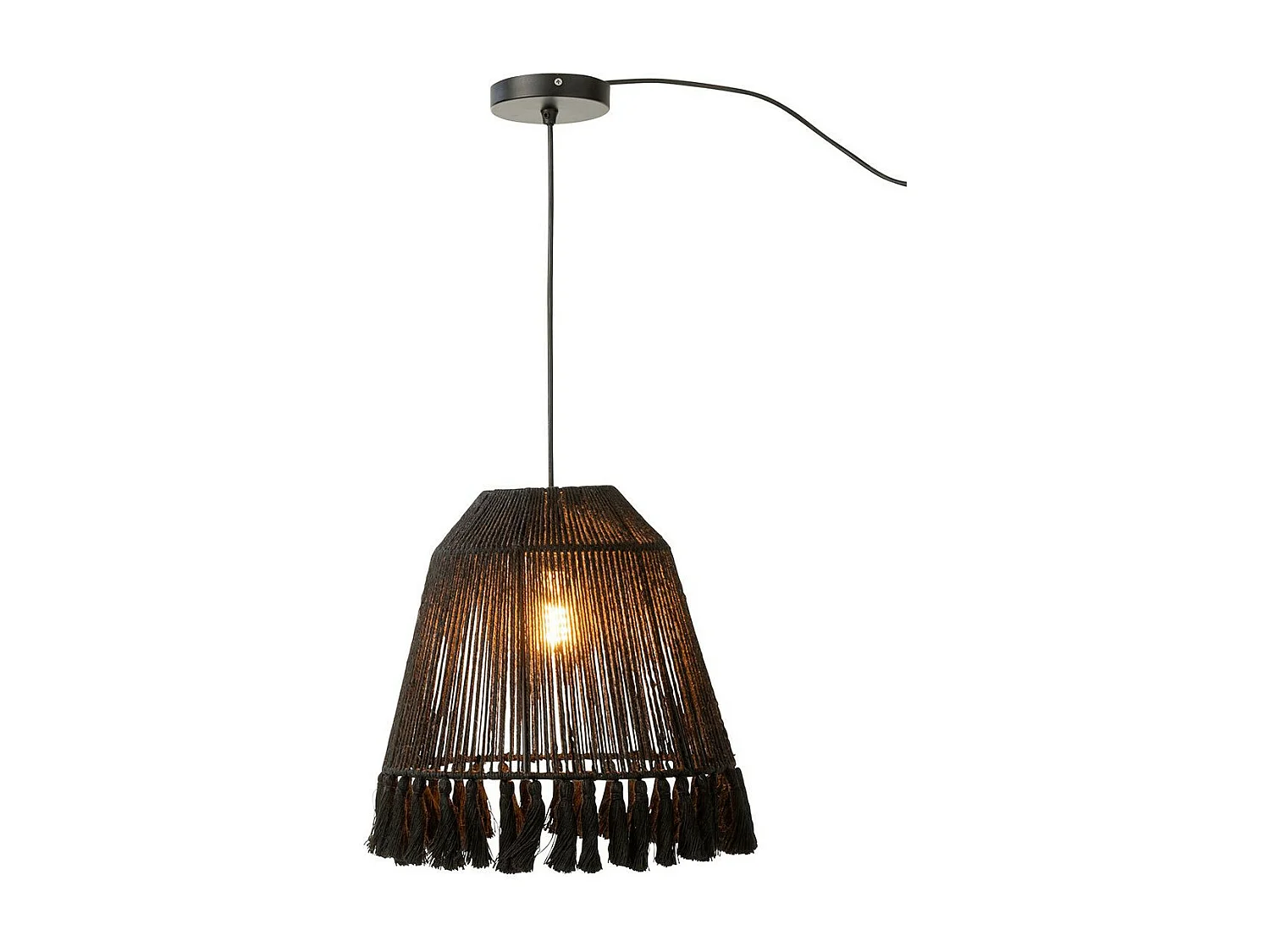 Lampe Suspension en Jute "Celia" 33cm Noir