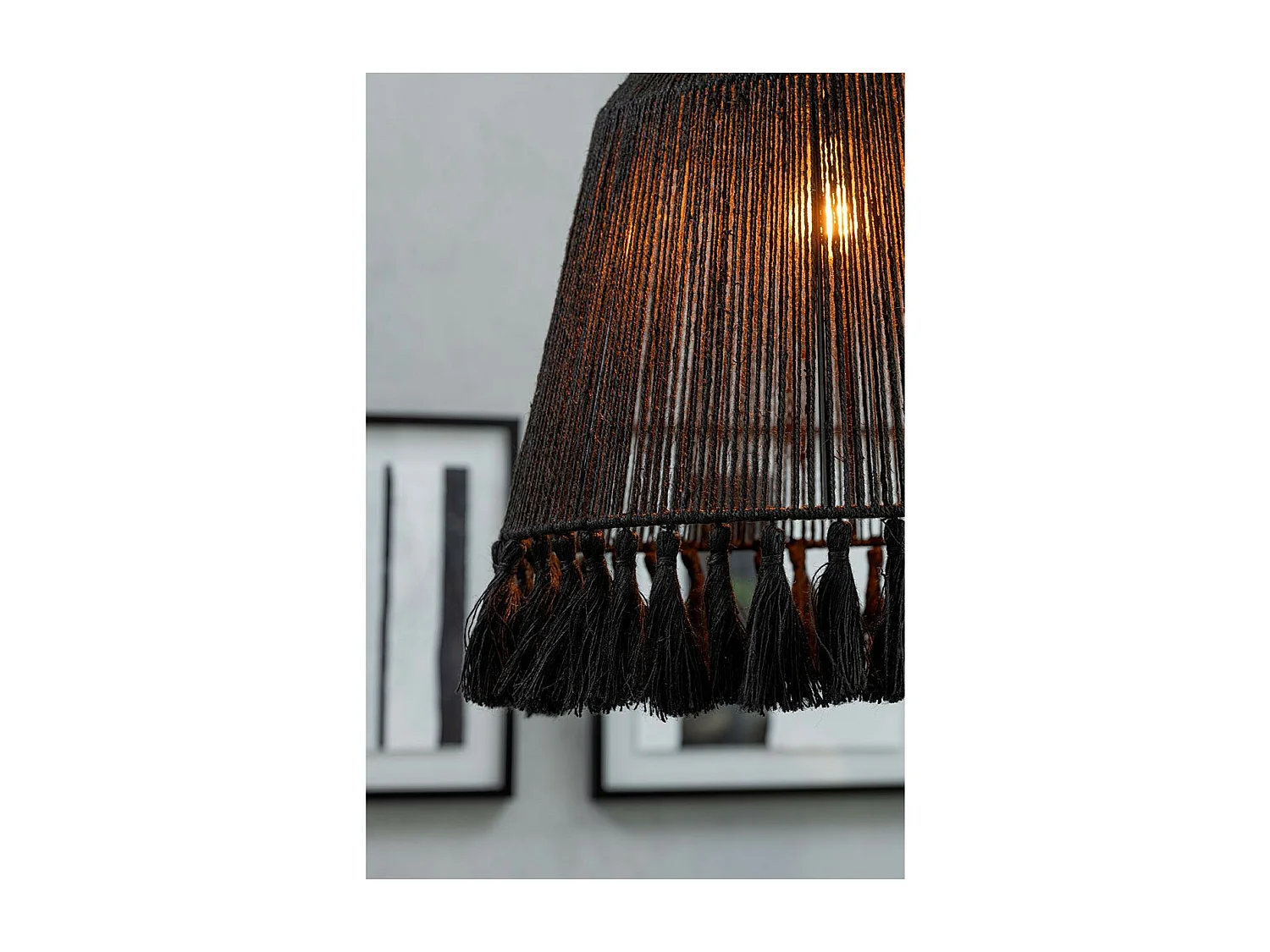 Lampe Suspension en Jute "Celia" 33cm Noir
