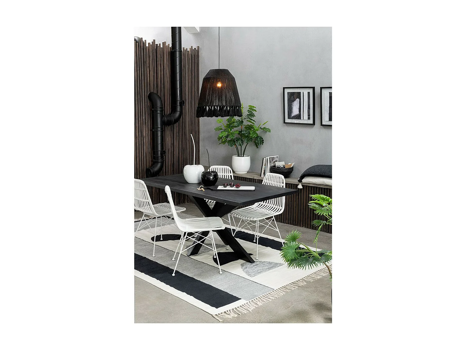 Lampe Suspension en Jute "Celia" 33cm Noir