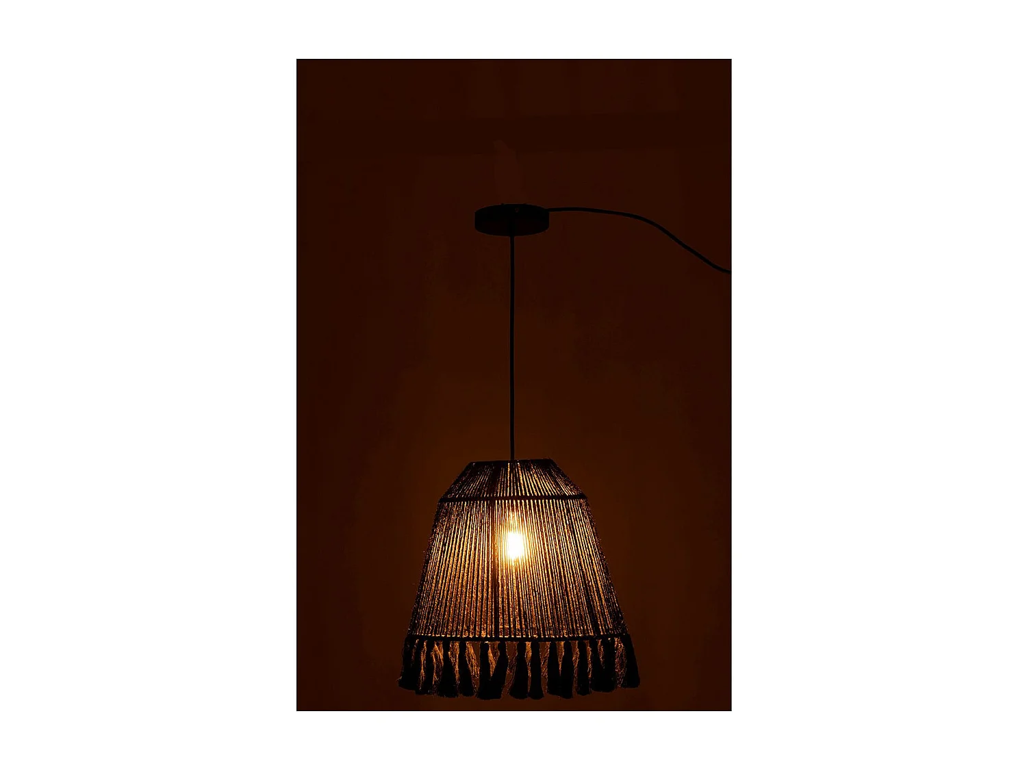 Lampe Suspension en Jute "Celia" 33cm Noir