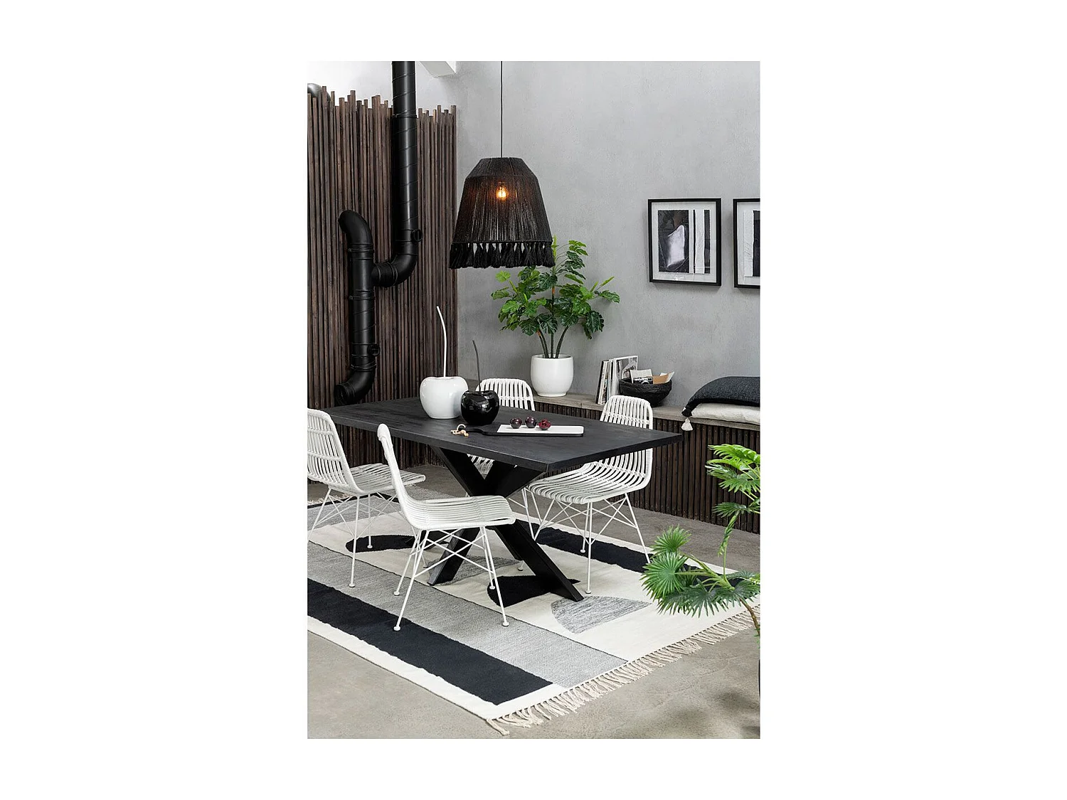 Lampe Suspension en Jute "Celia" 33cm Noir