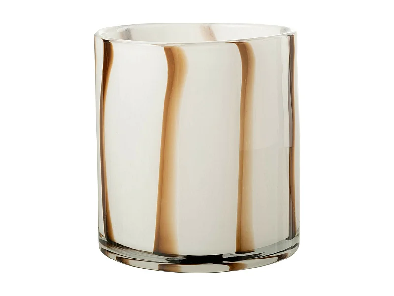 Photophore Design en Verre "Safaria" 18cm Blanc