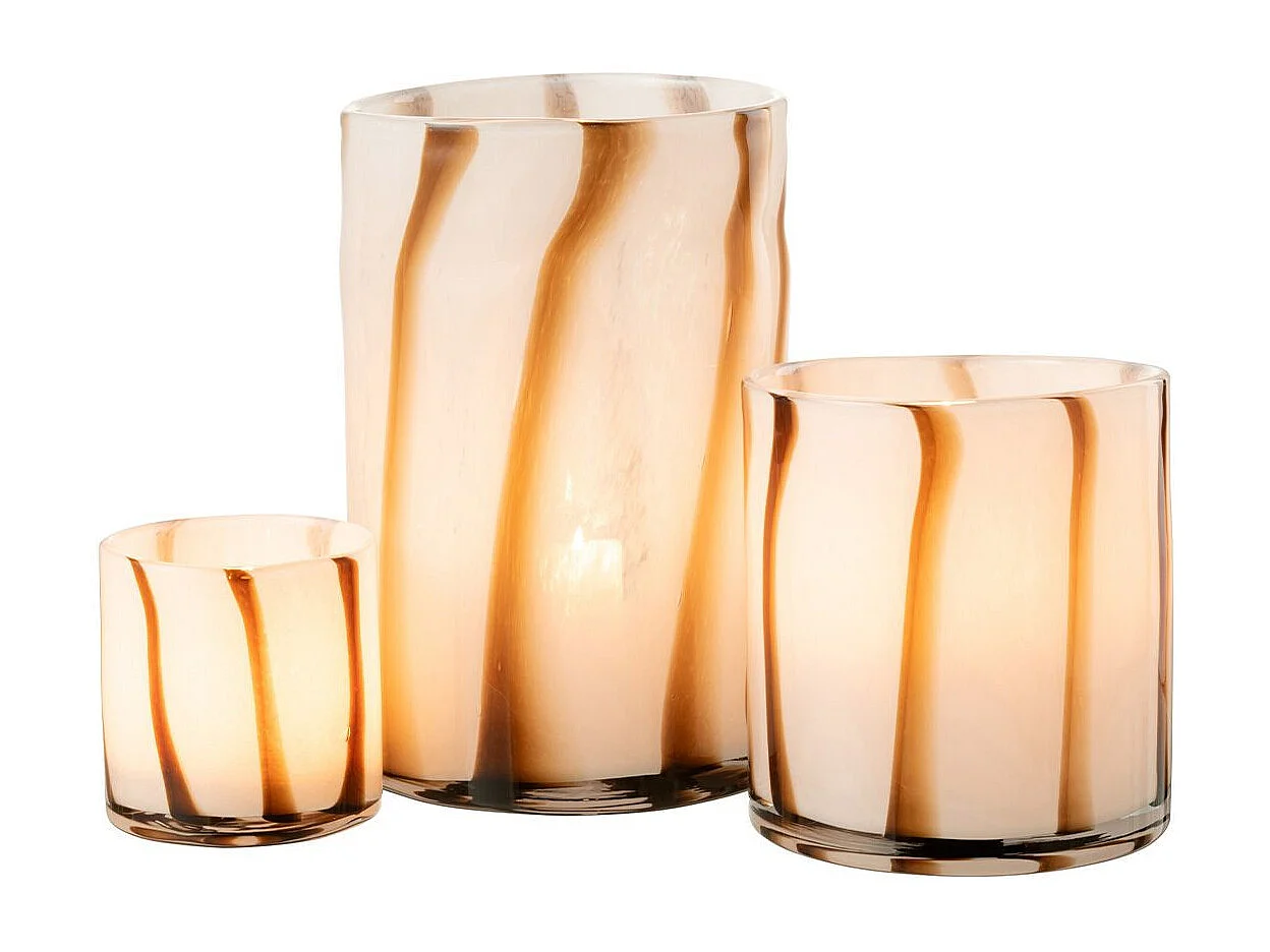 Photophore Design en Verre "Safaria" 18cm Blanc