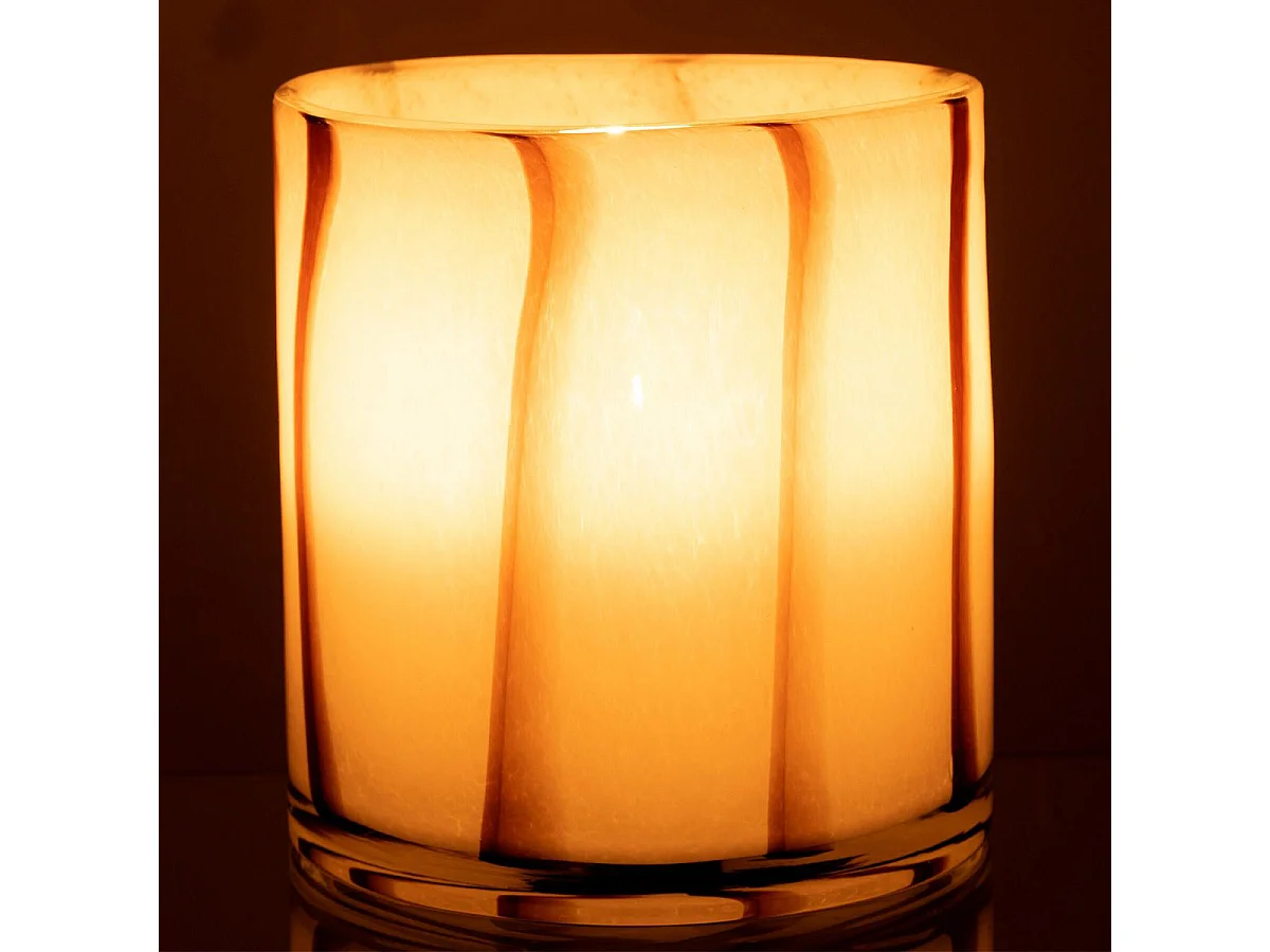 Photophore Design en Verre "Safaria" 18cm Blanc