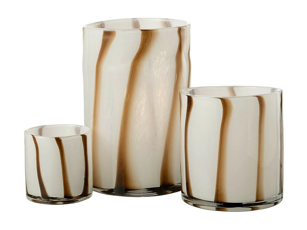 Photophore Design en Verre "Safaria" 18cm Blanc