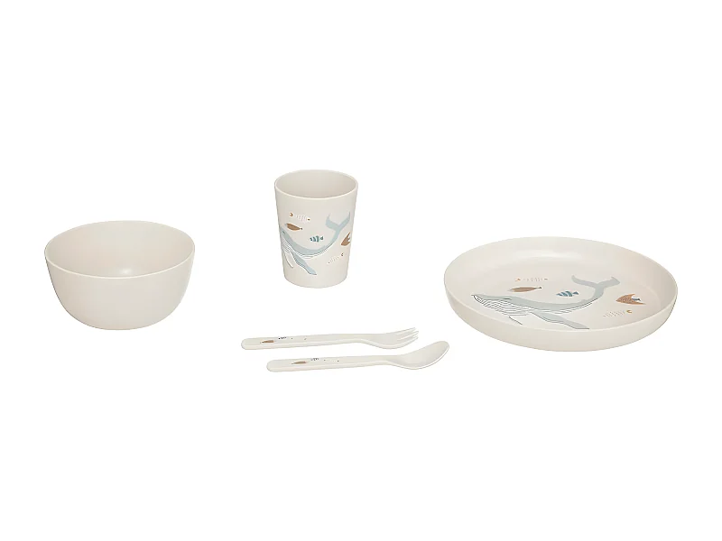 Set Repas 5 Pièces Bébé "Seav" 26cm Blanc