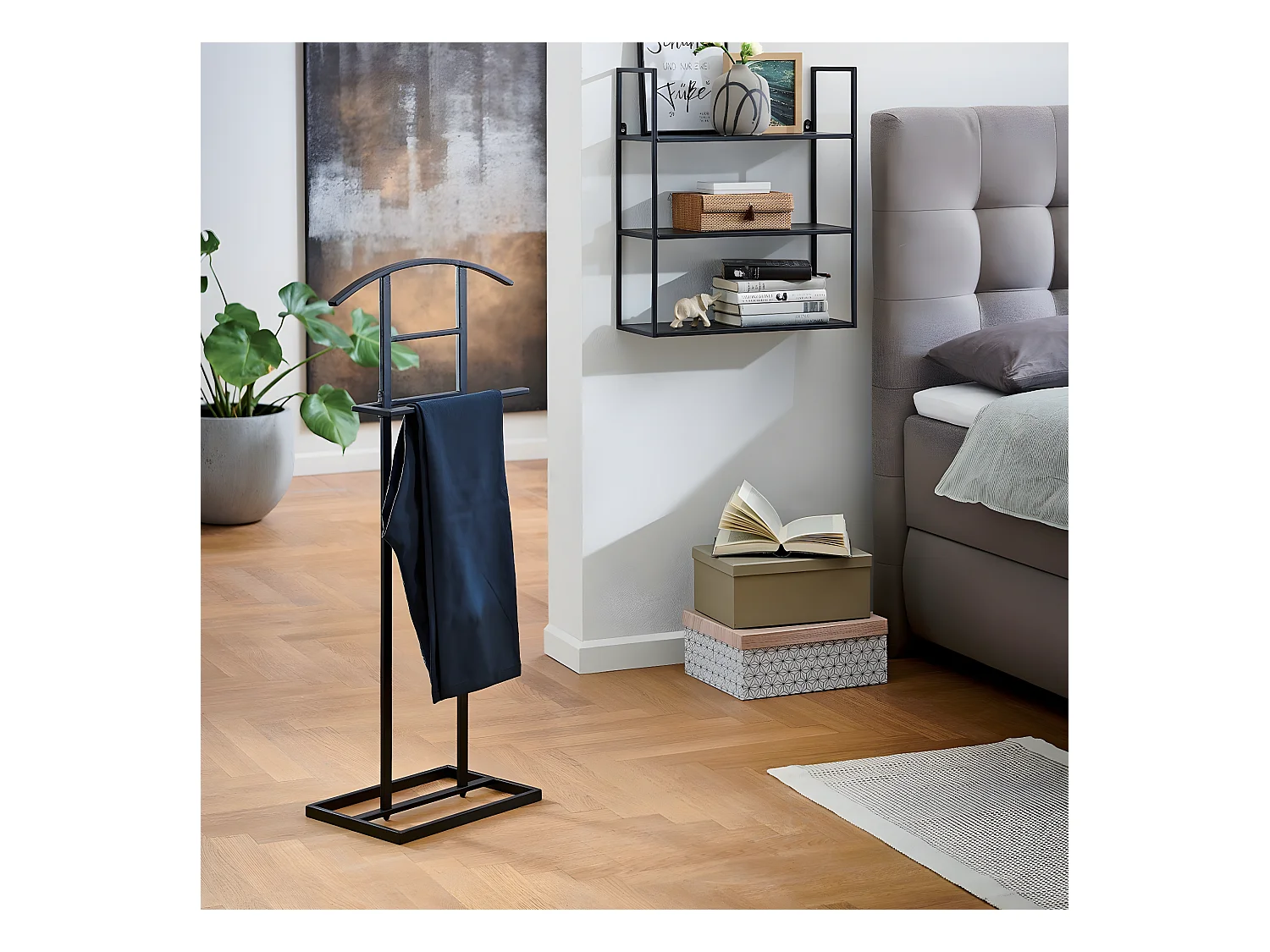 Valet en métal noir - H101 cm