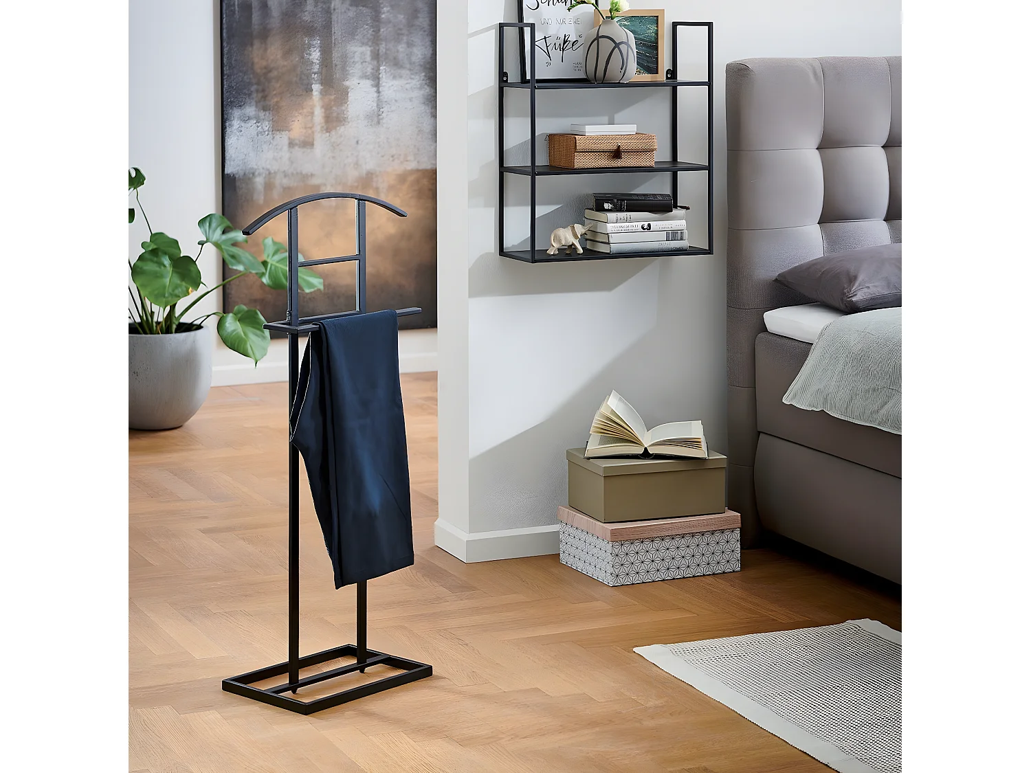 Valet en métal noir - H101 cm