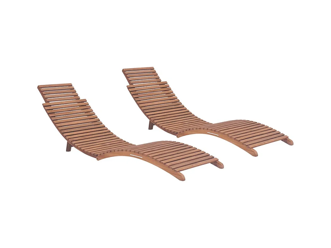 Chaises longues pliables lot de 2 Bois de teck solide