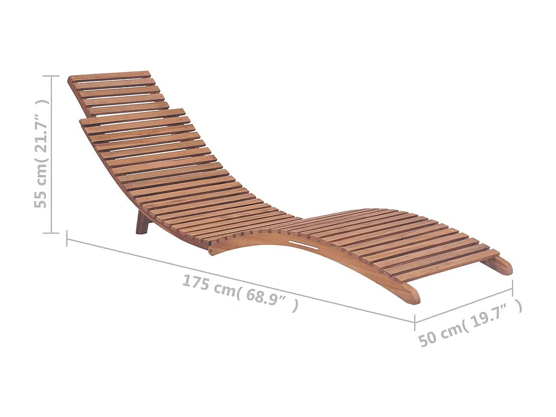 Chaises longues pliables lot de 2 Bois de teck solide