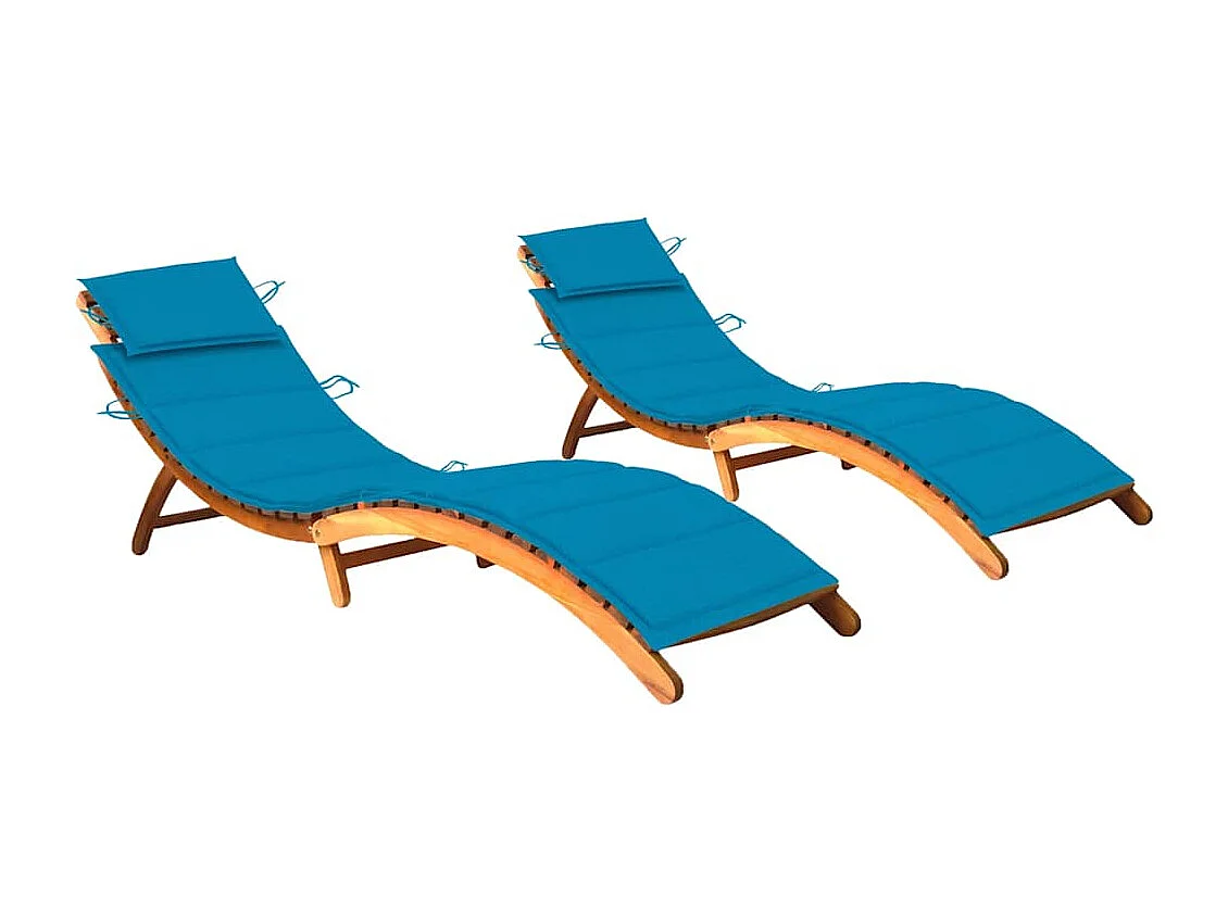 Espreguiçadeiras com almofadões 2 pcs madeira de acácia maciça