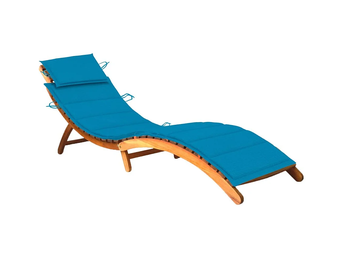 Chaise longue de jardin avec coussin Bois d'acacia solide