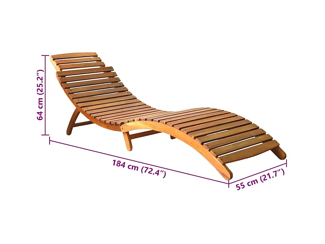 Chaise longue de jardin avec coussin Bois d'acacia solide