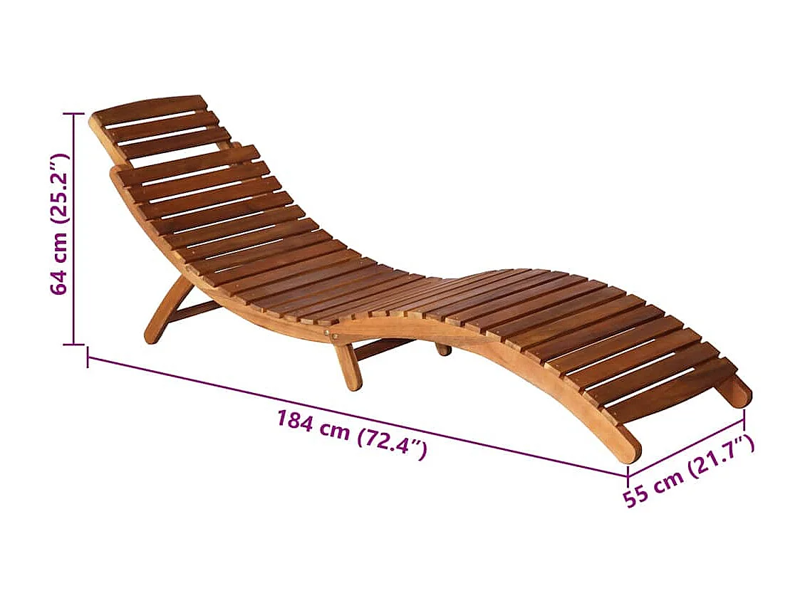Sonnenliege mit Tisch und Auflage Massivholz Akazie