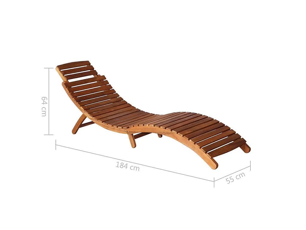 Chaise longue de jardin avec table et coussin Bois d'acacia