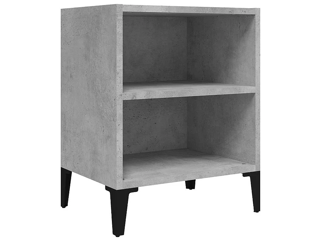 Table de chevet avec pieds en métal gris béton 40x30x50 cm