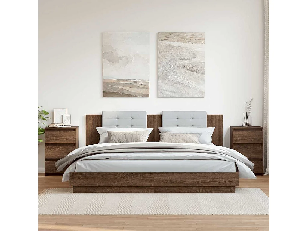 Nachtkastjes 2 st 40x35x62,5 cm bewerkt hout bruin eikenkleur