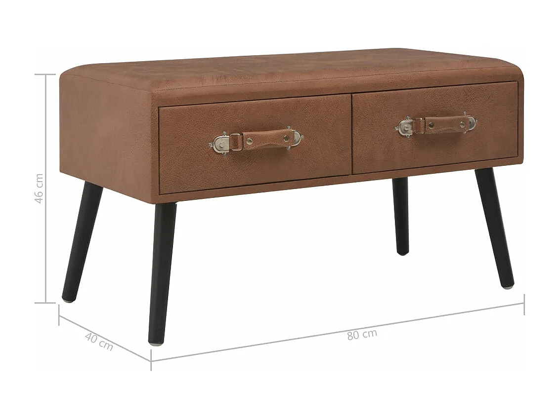 Panca con Cassetti 80 cm Marrone Scuro in Similpelle