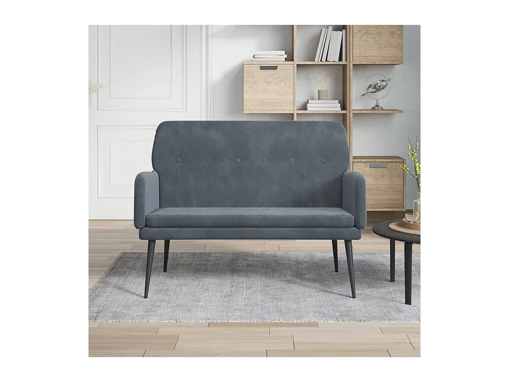 Bankje 108x79x79 cm fluweel donkergrijs