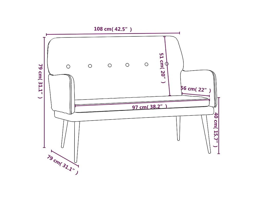 Sitzbank Dunkelgrau 108x79x79 cm Samt