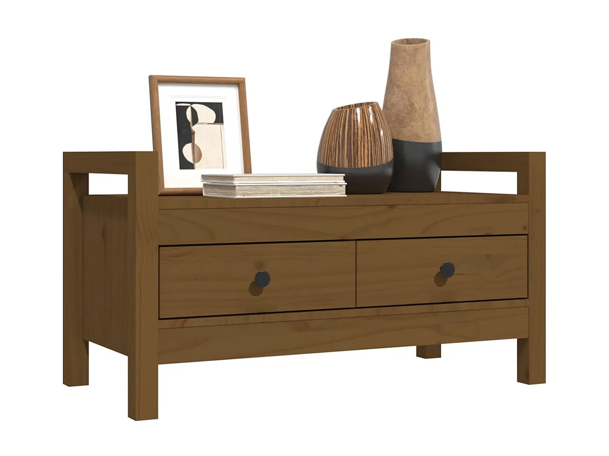 Banco de recibidor madera maciza pino marrón miel 80x40x43 cm