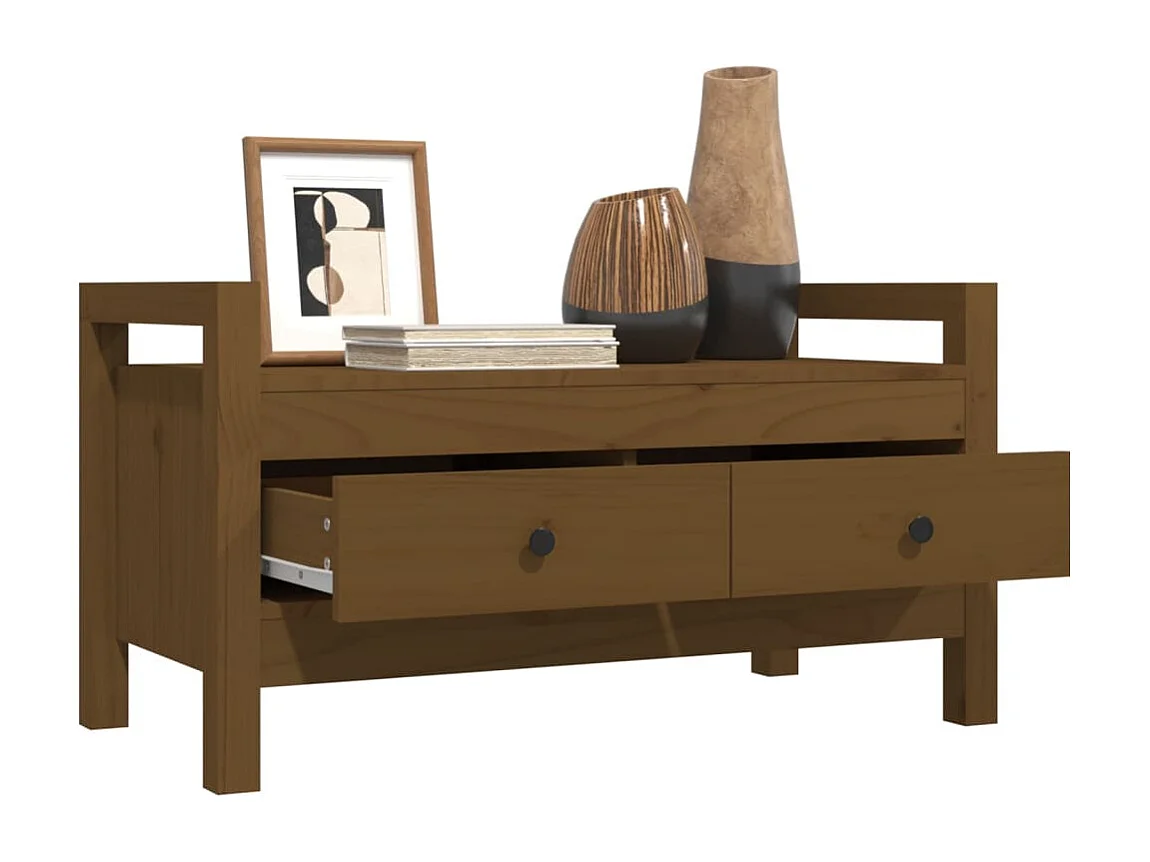Halbankje 80x40x43 cm massief grenenhout honingbruin