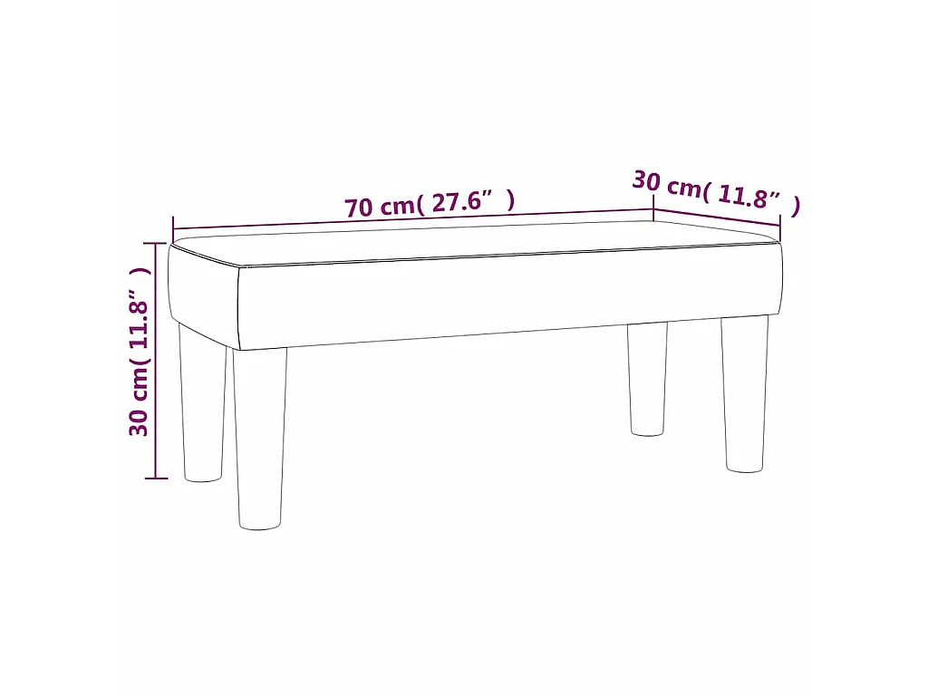 banc Taupe 70 x 30 x 30 cm tissu